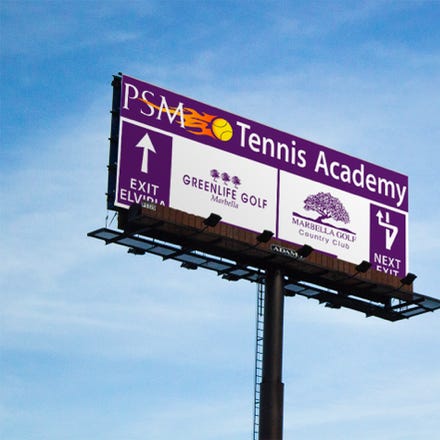 Diseño gráfica para valla PSM Tennis Academy